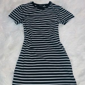 Black and White Striped Body-con Mini Dress